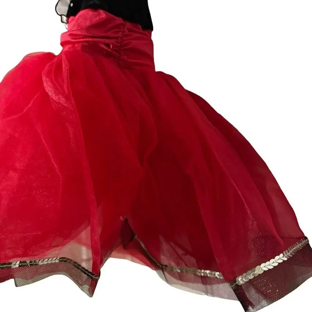 Weissman Moses 14939 Showtime Velvet Bodice Dance Black Red Pageant sz L C